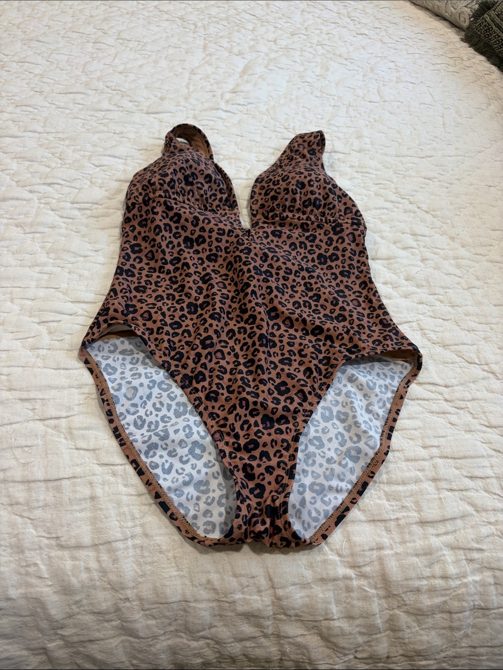 Shade & Shore -Leopard Print One-Piece Swimsuit - Brown and Black- NWOT